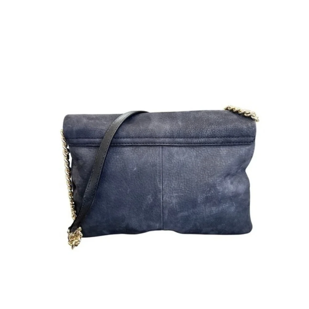 Kate Spade Suede Foldover Gold Chain Shoulder‎ Bag in Black